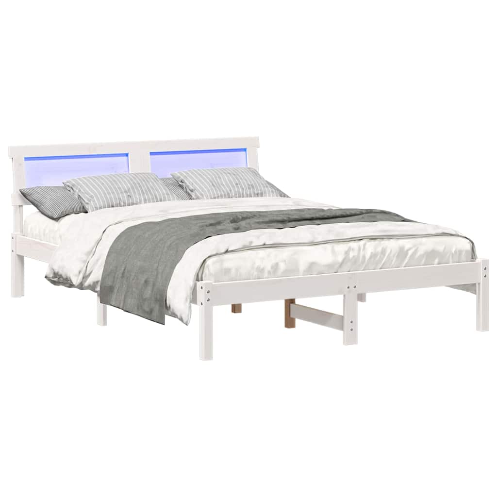 Sengestamme med hodegjerde Hvit 135 x 190 cm Massiv furu