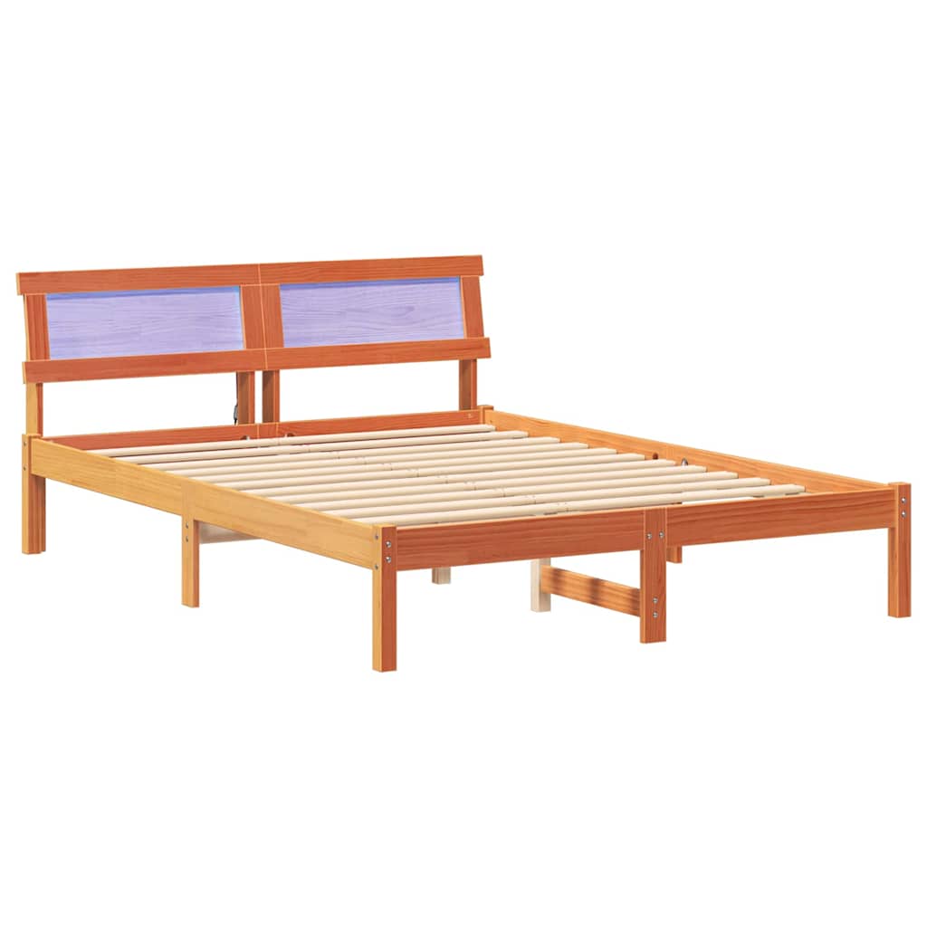 Sengestamme med hodegjerde Voksbrun 120 x 190 cm Heltre furu