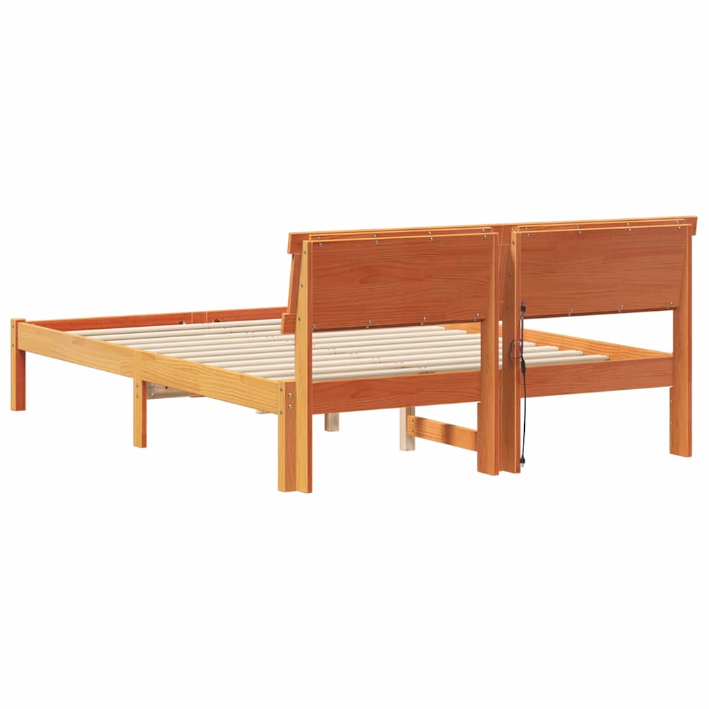 Sengestamme med hodegjerde Vokset Brun 120 x 190 cm Massiv furu