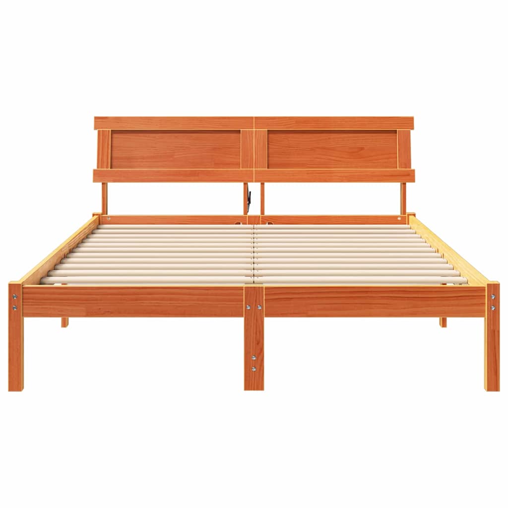 Sengestamme med hodegjerde Voksbrun 120 x 190 cm Heltre furu