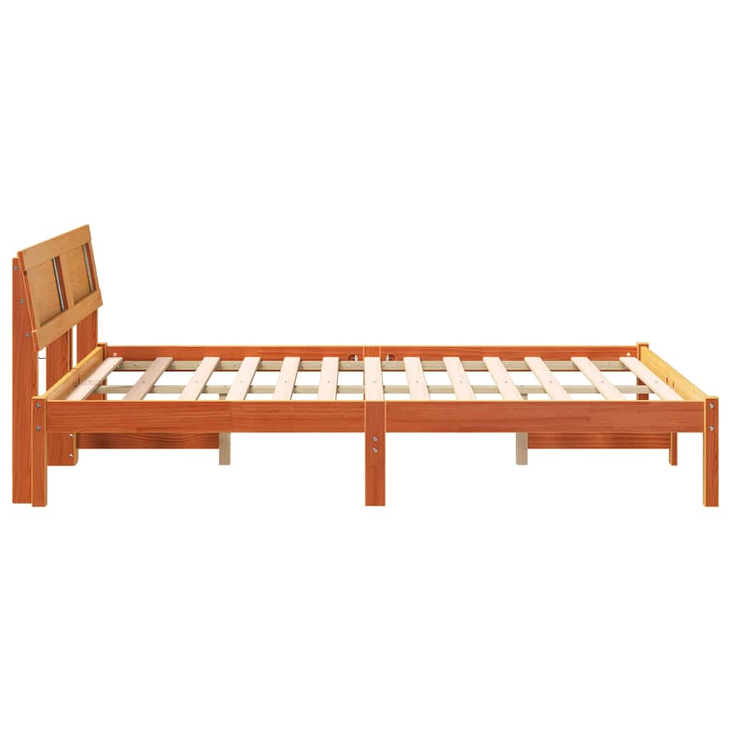 Sengestamme med hodegjerde Voksbrun 120 x 190 cm Heltre furu