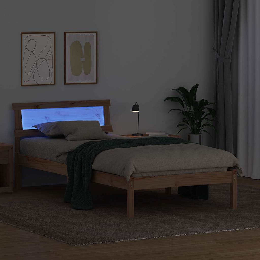 Sengestamme med hodegjerde Brun 100 x 200 cm Massiv furu