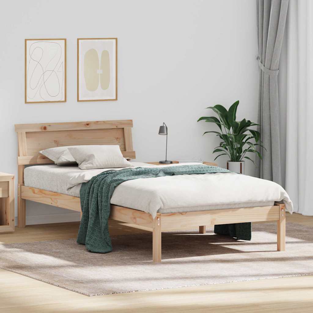Sengestamme med LED -stripelys Brun 90 x 200 cm Heltre furu