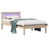 Sengestamme med LED -stripelys Brun 90 x 200 cm Heltre furu