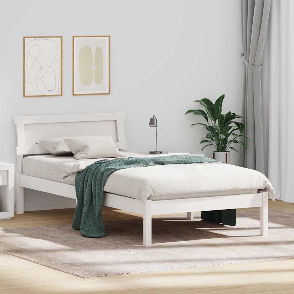 Sengestamme med hodegjerde Hvit 90 x 200 cm Massiv furu