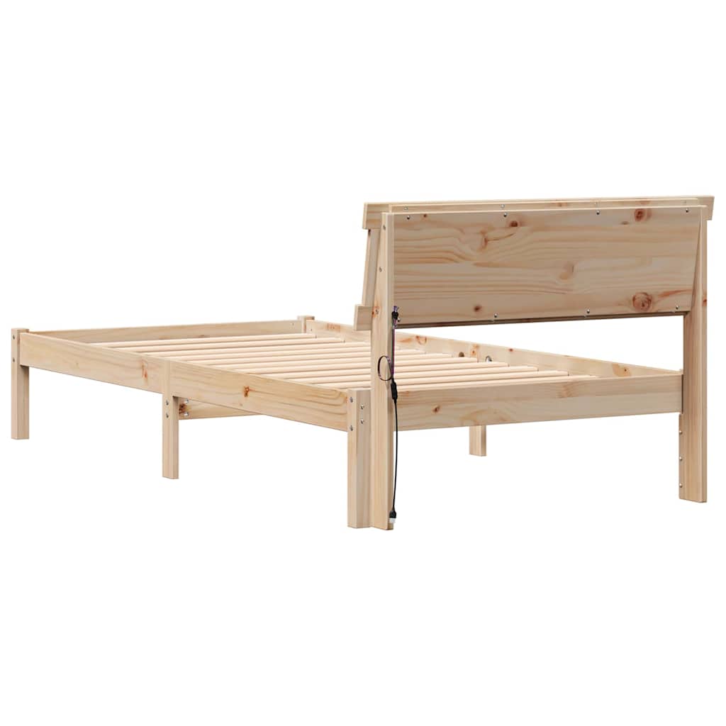 Sengestamme med LED -stripelys Brun 80 x 200 cm Heltre furu