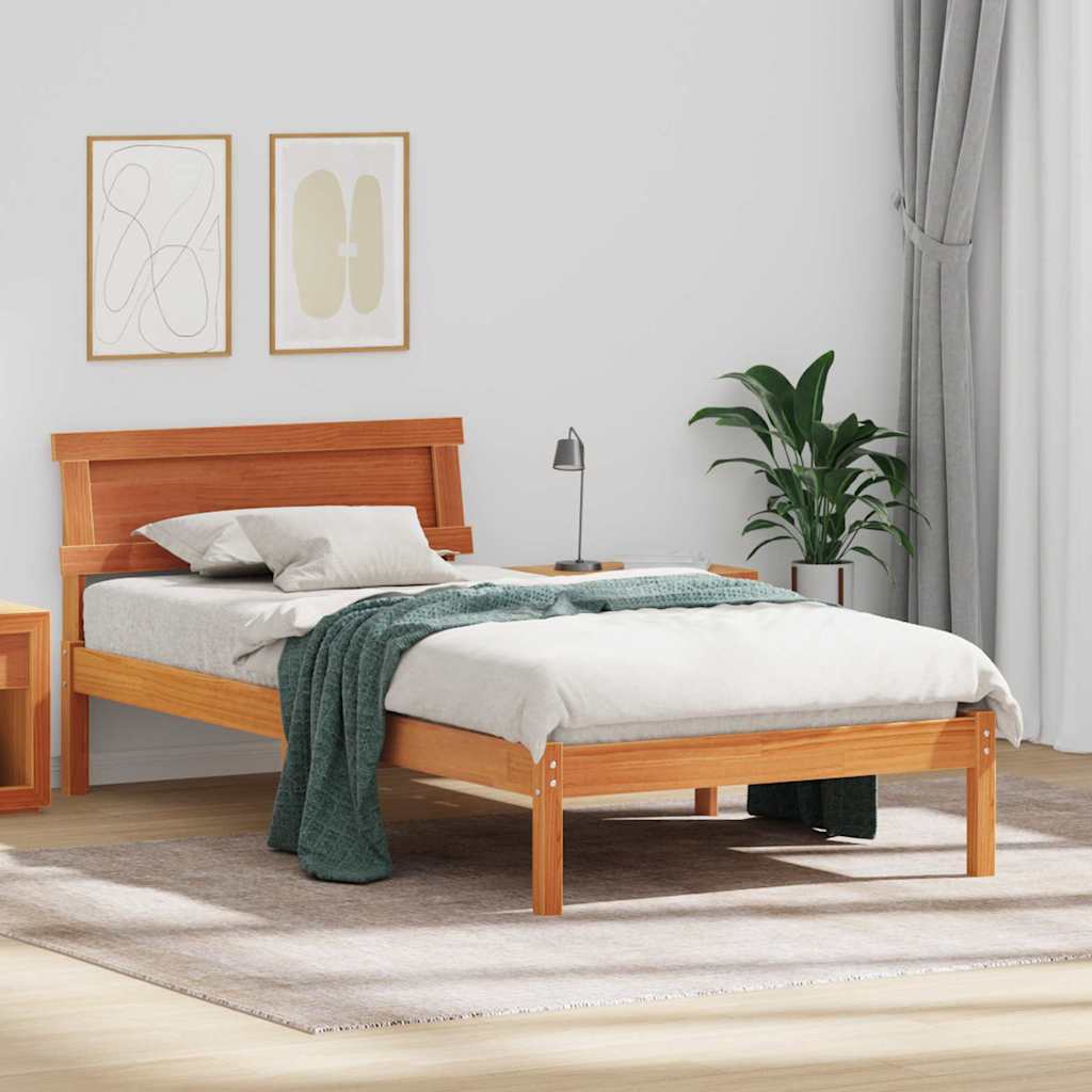 Sengestamme med LED -stripelys Voksbrun 80 x 200 cm Heltre furu