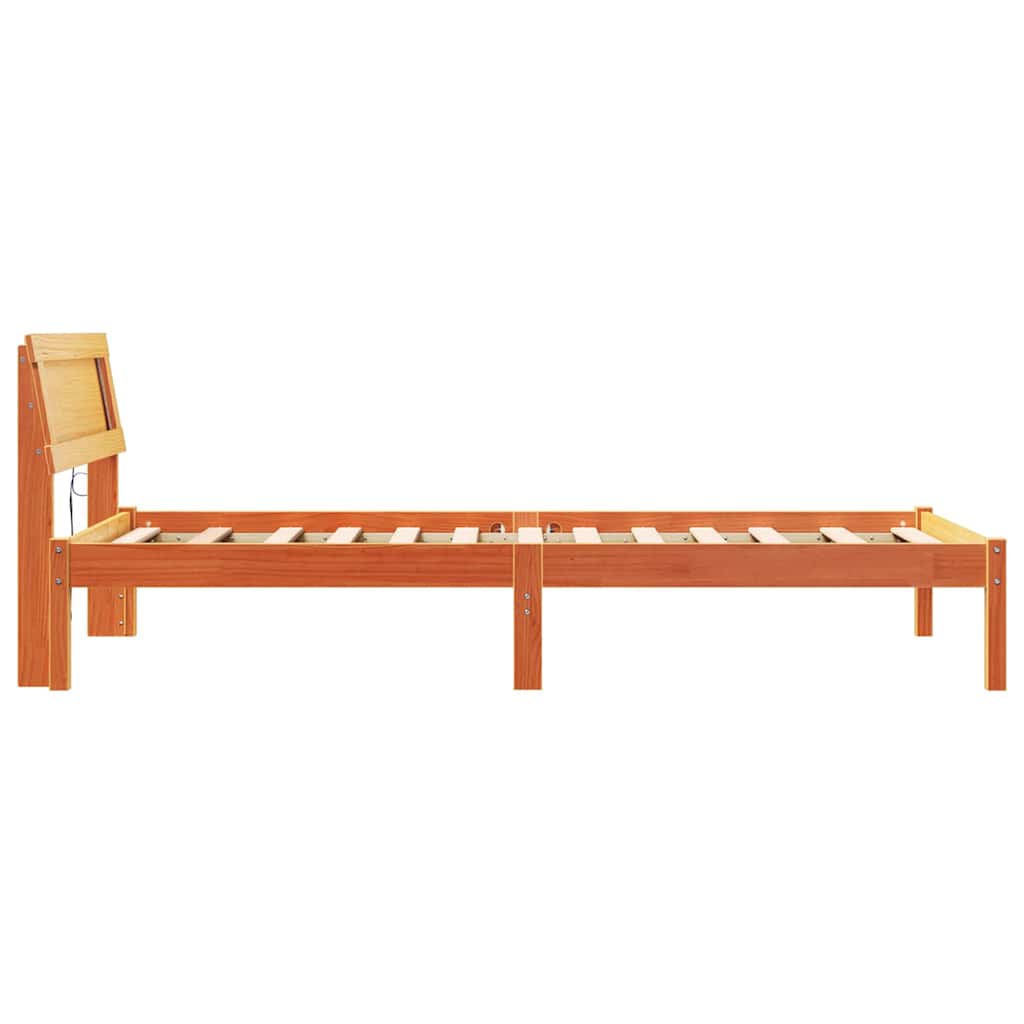 Sengestamme med hodegjerde Vokset Brun 90 x 190 cm Massiv furu