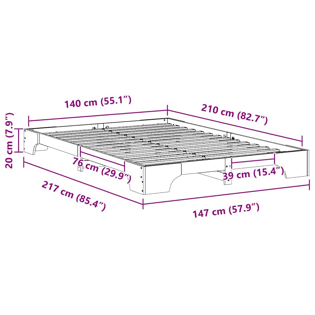 Sengestamme Brun 140 x 210 cm Massiv furu