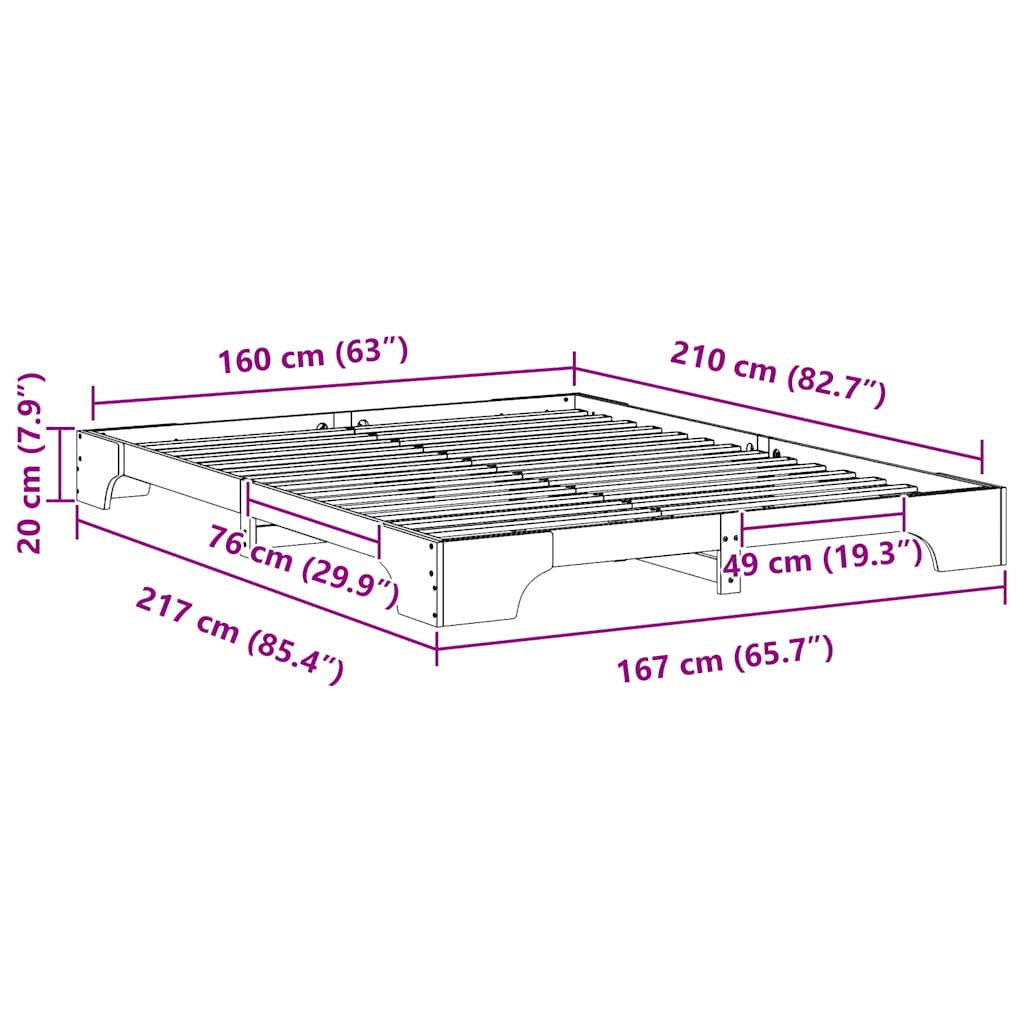 Sengestamme Brun 160 x 210 cm Massiv furu