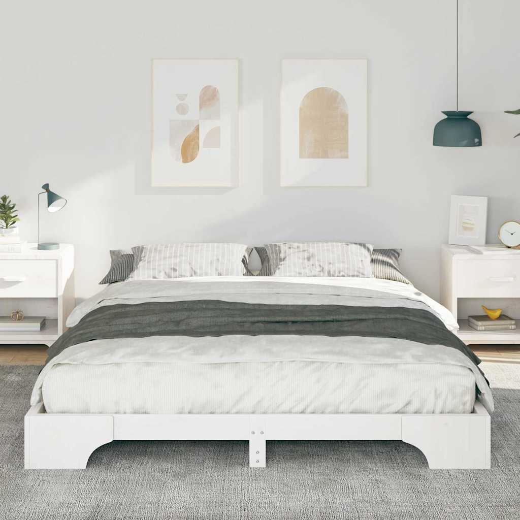 Sengestamme Hvit 160 x 210 cm Massiv furu