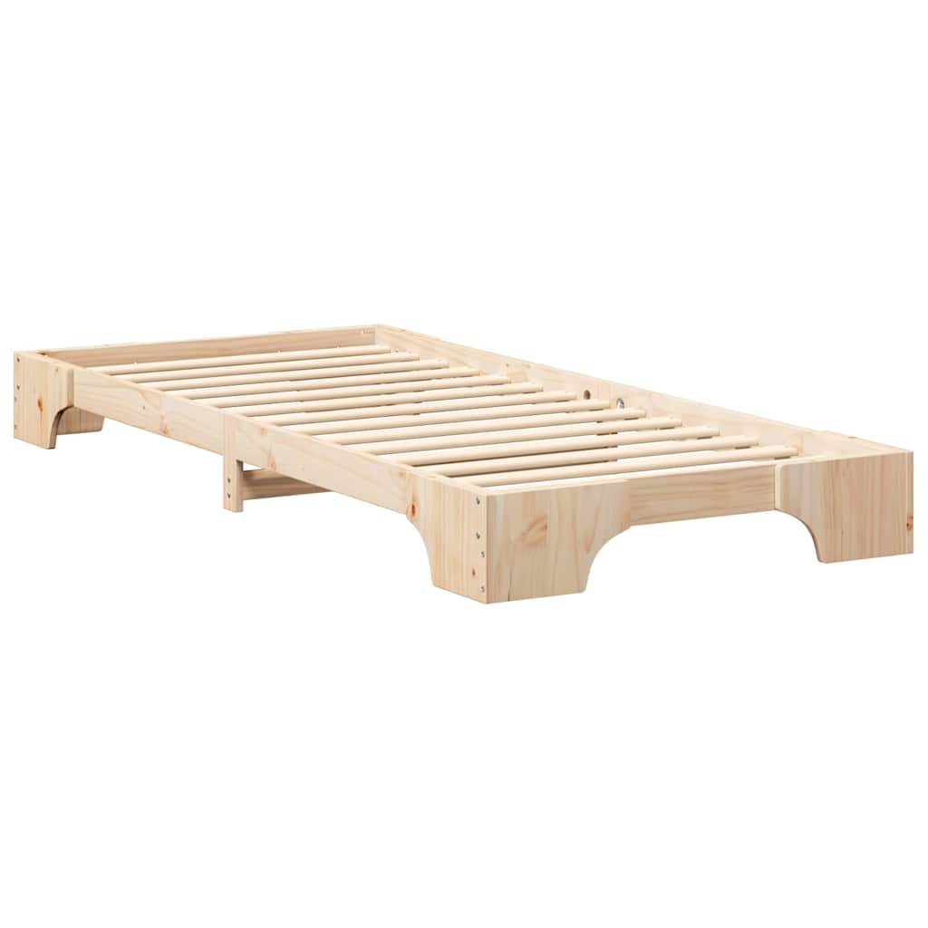 Gulvbedramme med lagring Brun 90 x 220 cm Heltre furu
