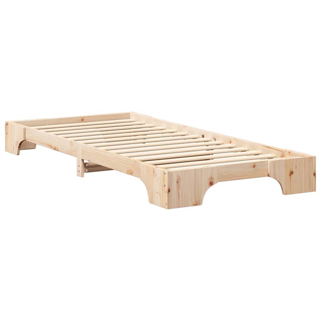 Gulvbedramme med lagring Brun 90 x 220 cm Heltre furu