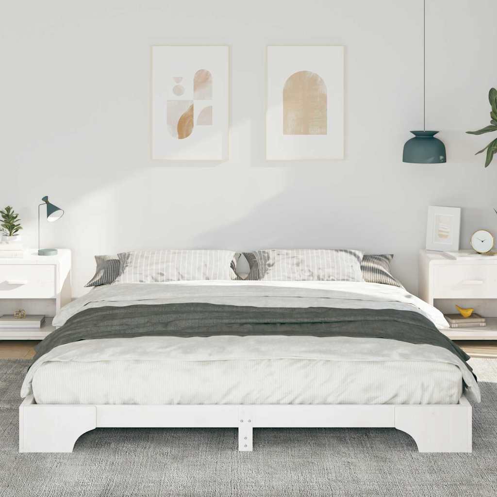 Sengestamme Hvit 180 x 220 cm Massiv furu