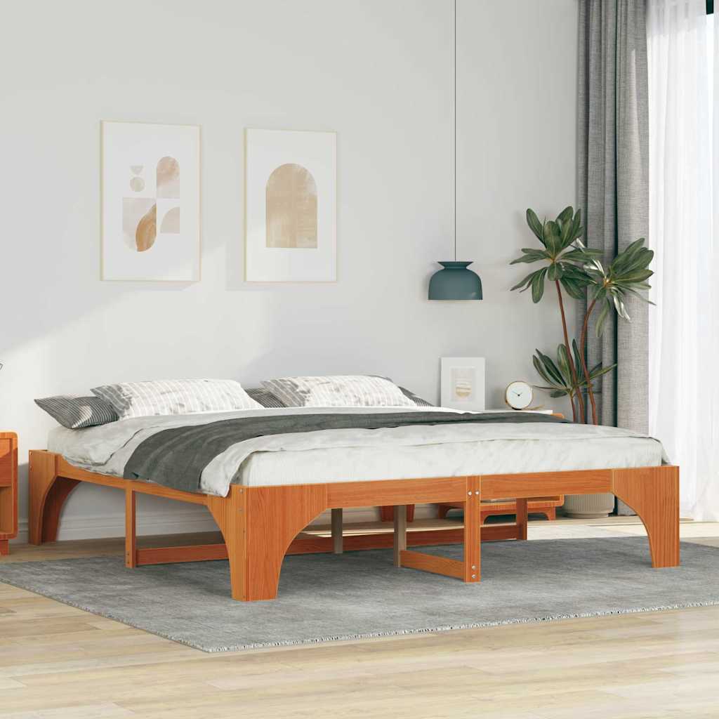 Sengestamme Brun 200 x 200 cm Massiv furu