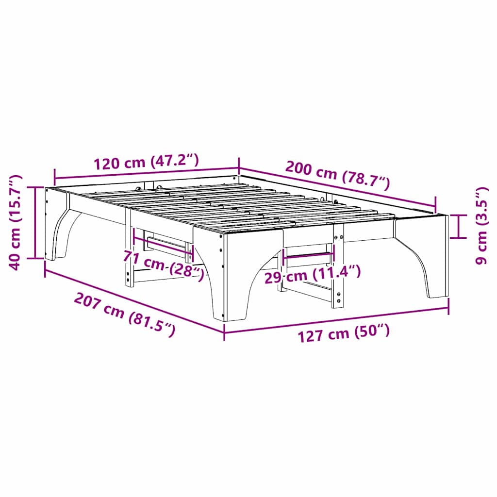 Sengestamme Brun 120 x 200 cm Massiv furu
