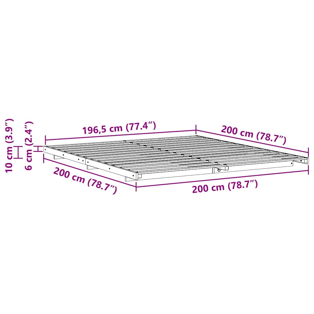 Sengestamme Vokset Brun 200 x 200 cm Massiv furu