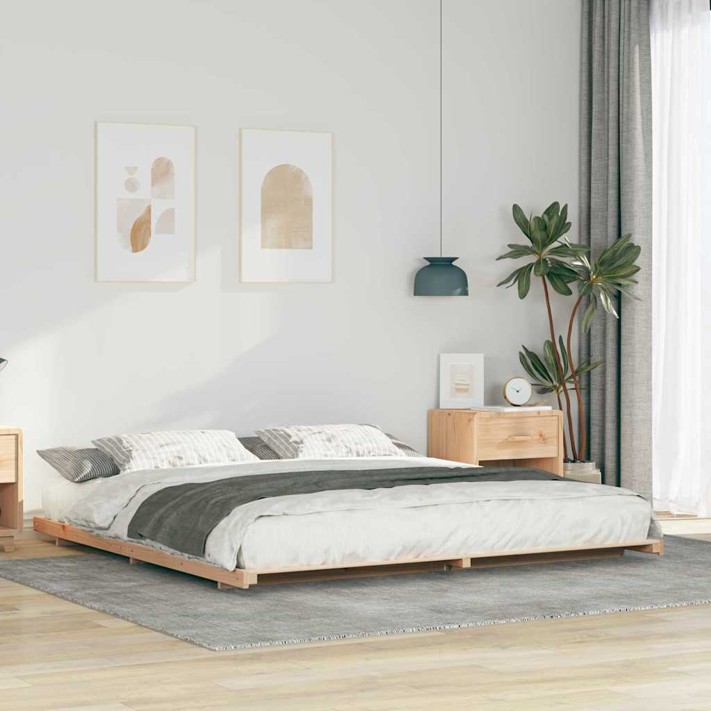 Gulvbedramme Brun 180 x 200 cm Heltre furu