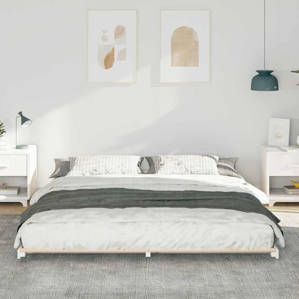 Gulvbedramme Hvit 180 x 200 cm Heltre furu
