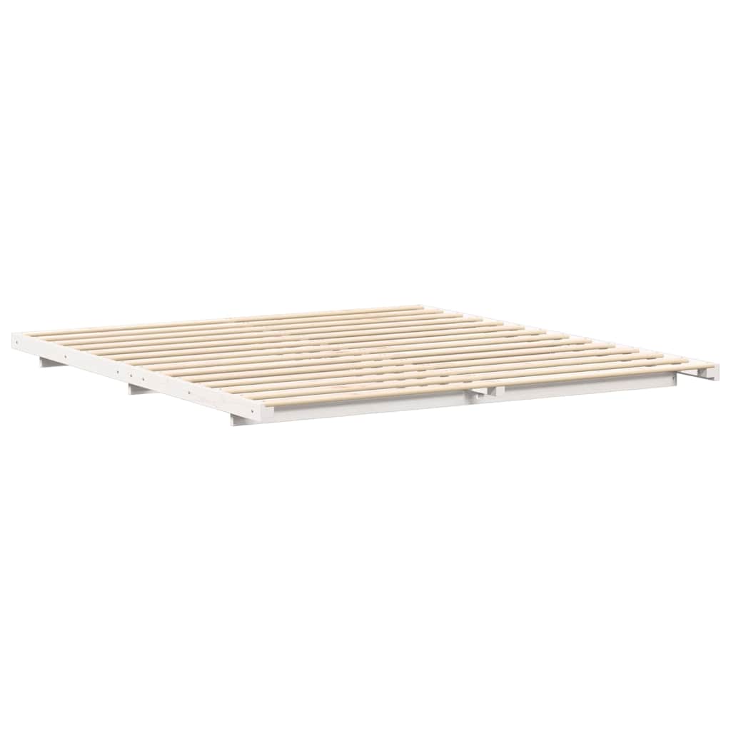 Gulvbedramme Hvit 180 x 200 cm Heltre furu