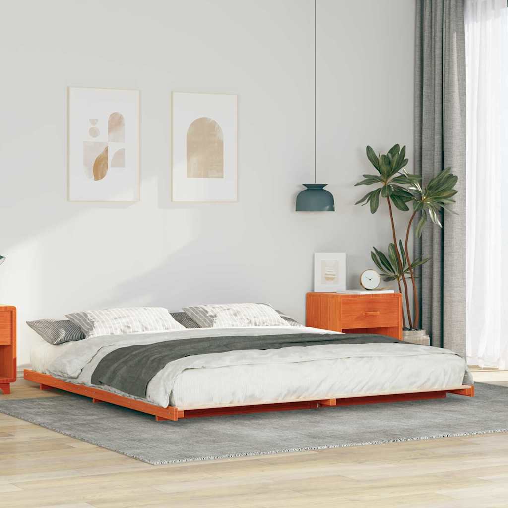 Gulvbedramme Voksbrun 180 x 200 cm Heltre furu