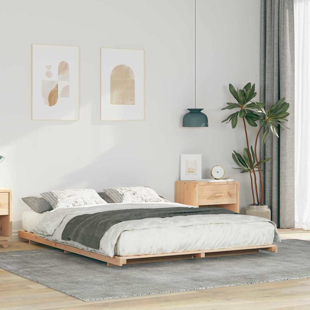 Gulvbedramme Brun 160 x 200 cm Heltre furu