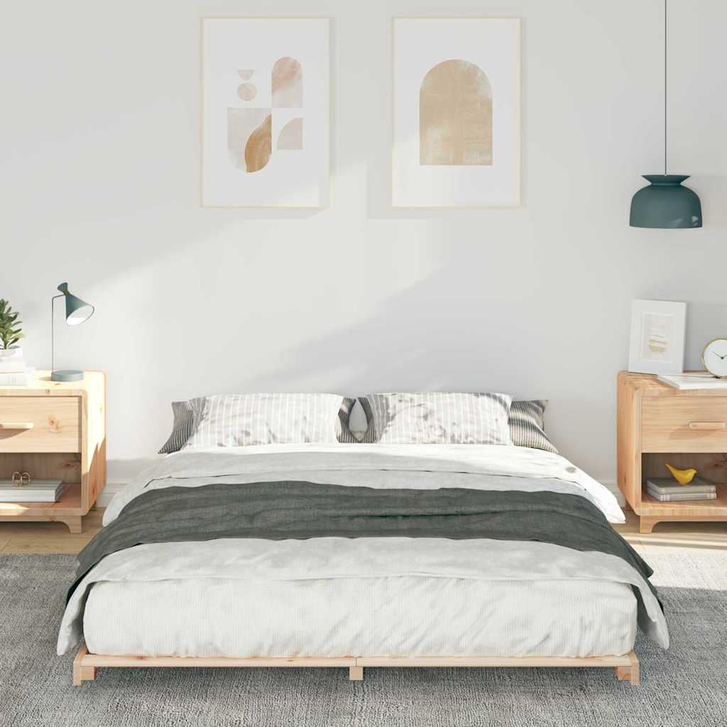 Gulvbedramme Brun 160 x 200 cm Heltre furu