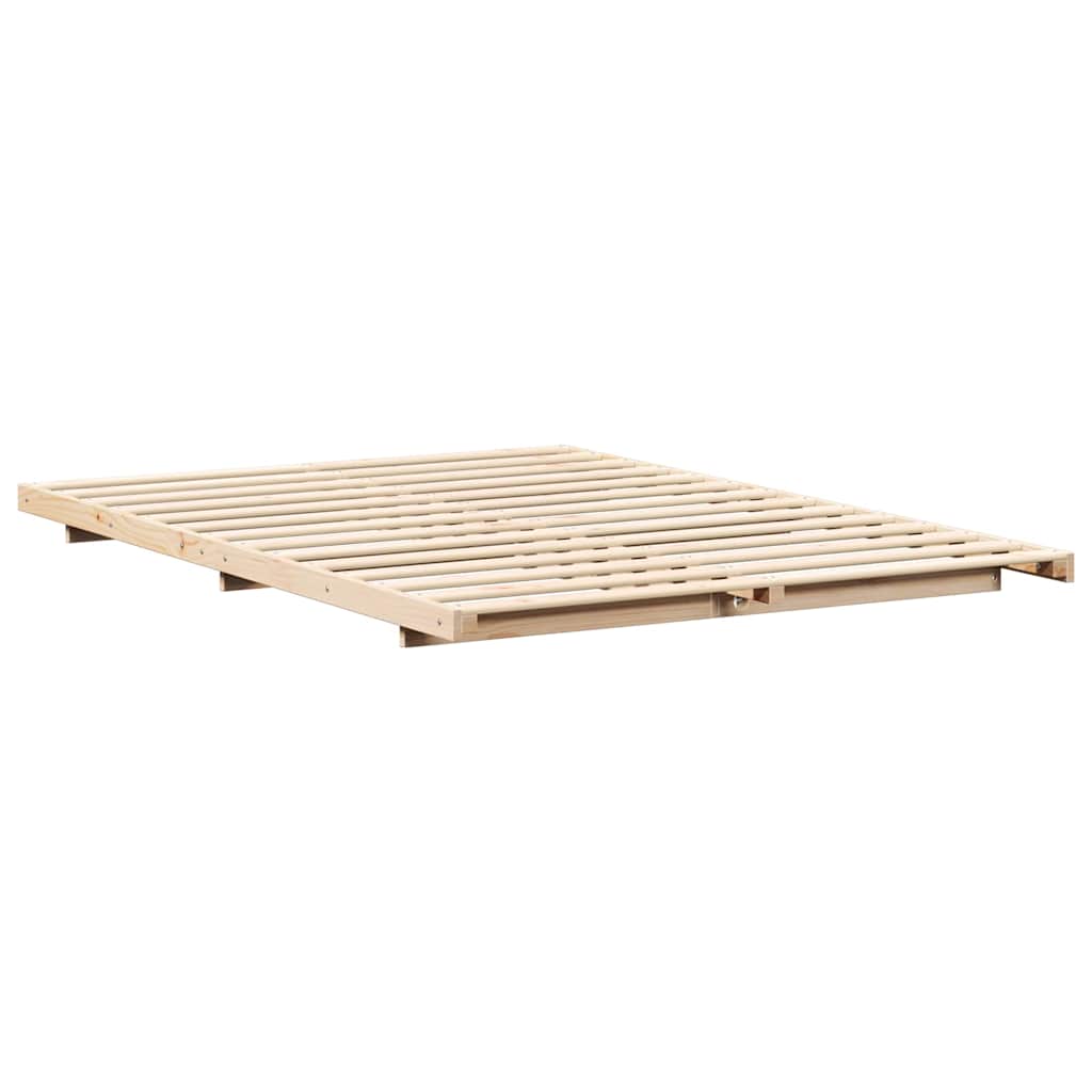 Gulvbedramme Brun 160 x 200 cm Heltre furu