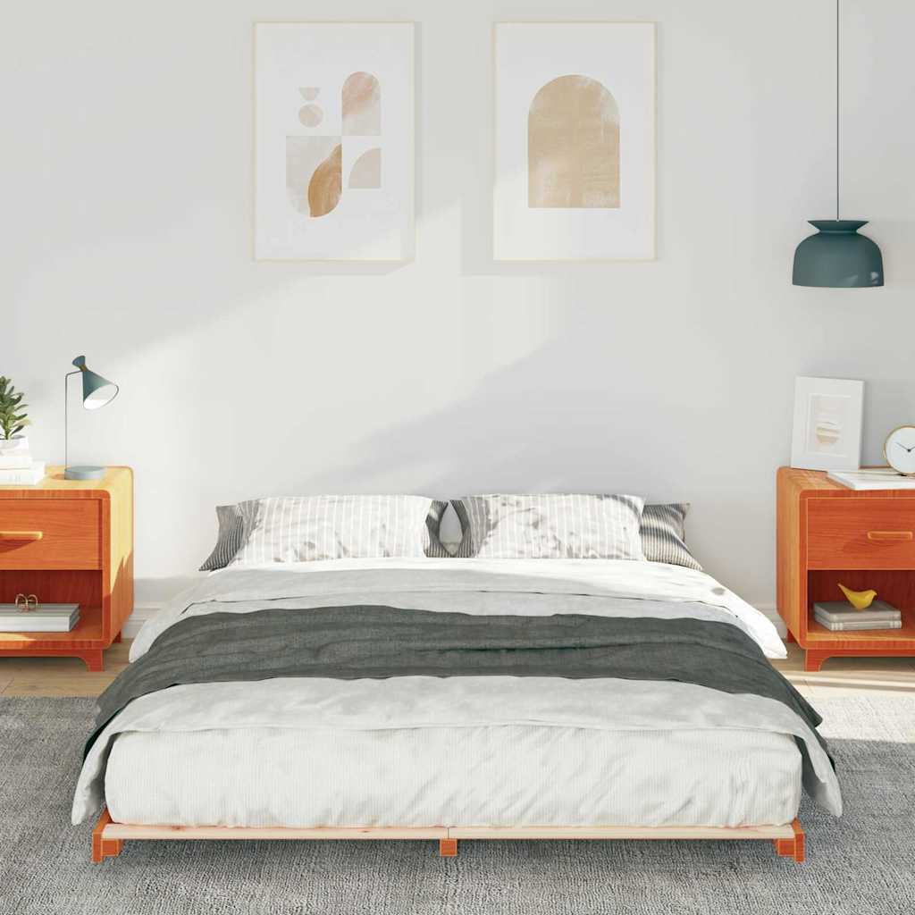 Gulvbedramme Voksbrun 160 x 200 cm Heltre furu