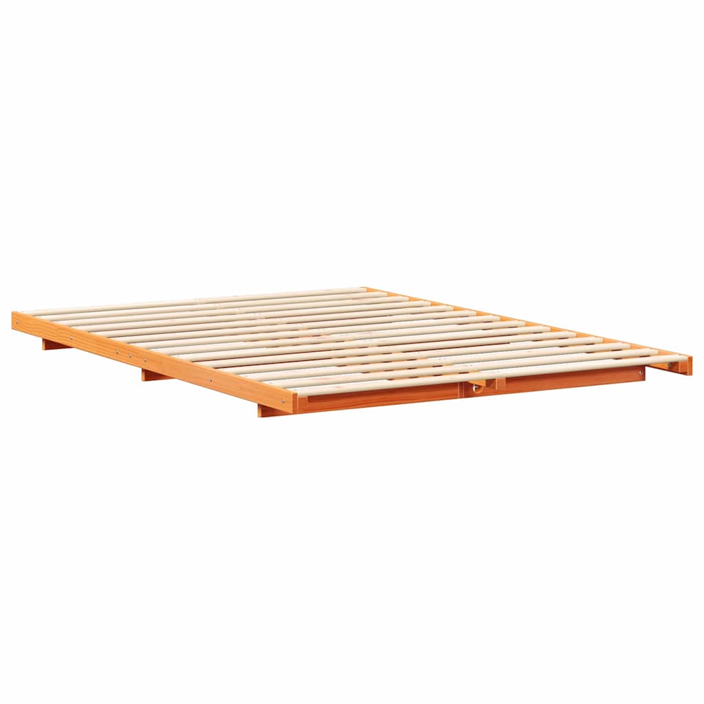 Gulvbedramme Voksbrun 160 x 200 cm Heltre furu