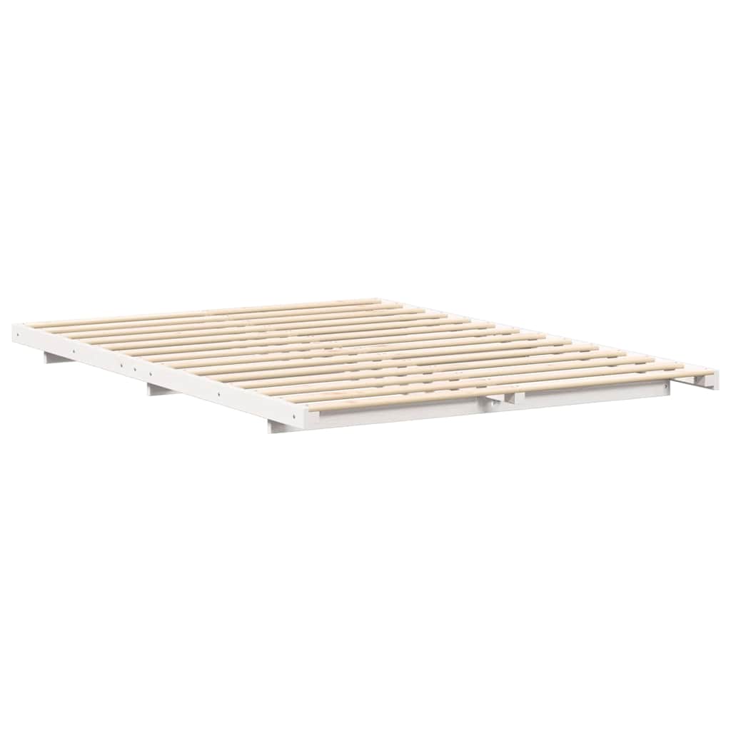 Gulvbedramme Hvit 140 x 200 cm Heltre furu
