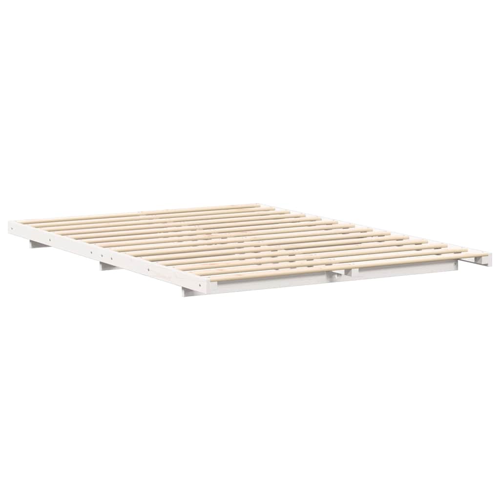 Gulvbedramme Hvit 140 x 200 cm Heltre furu