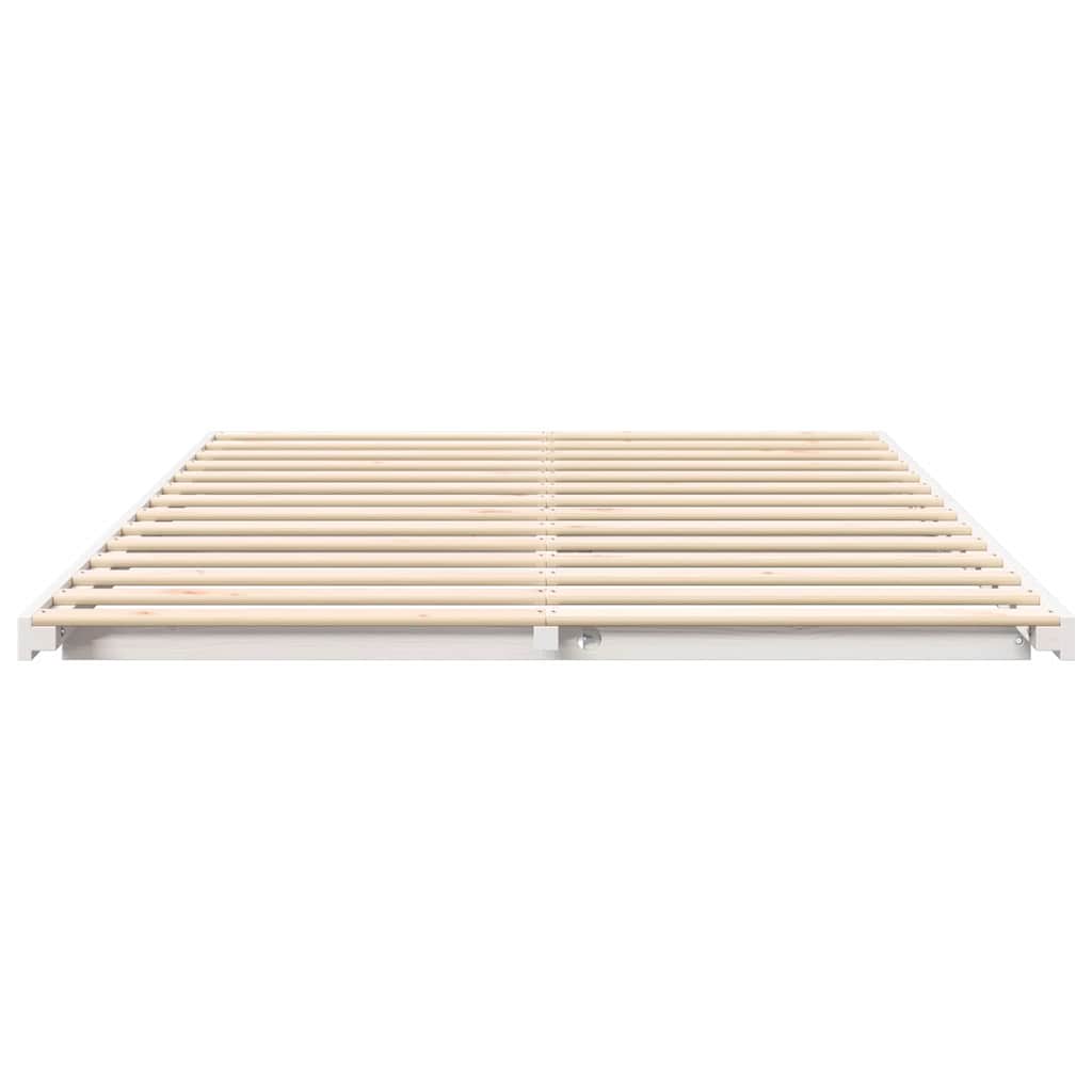Gulvbedramme Hvit 140 x 200 cm Heltre furu
