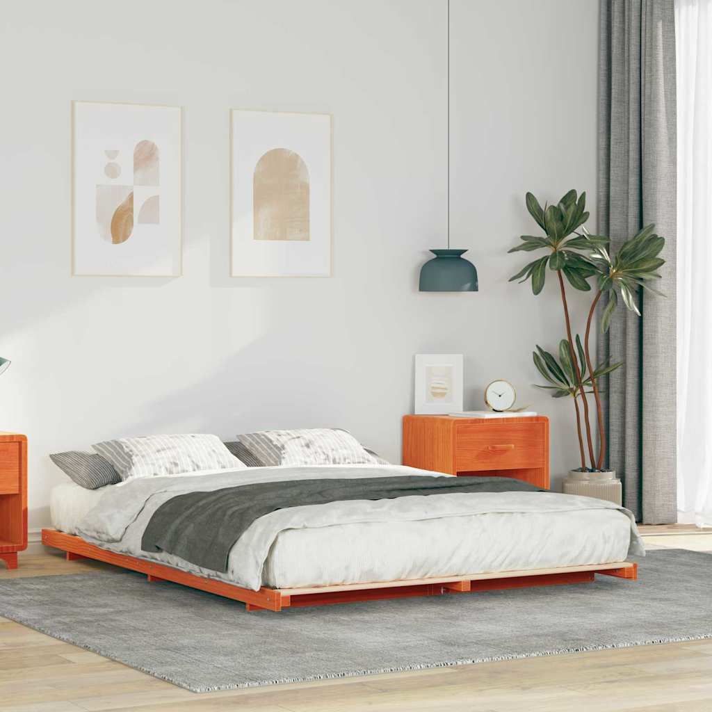 Gulvbedramme Voksbrun 140 x 200 cm Heltre furu