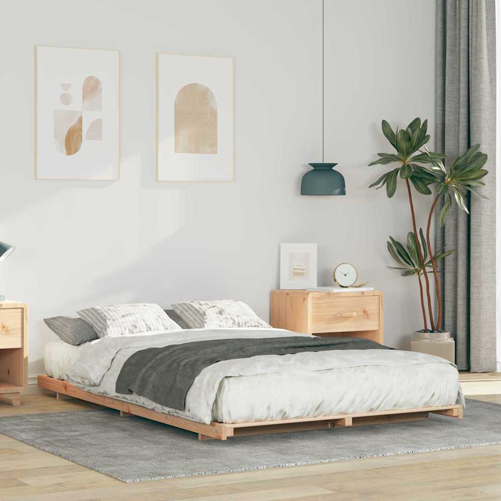 Gulvbedramme Brun 120 x 200 cm Heltre furu