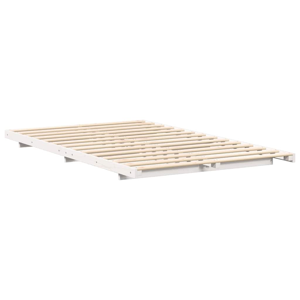 Gulvbedramme Hvit 120 x 200 cm Heltre furu