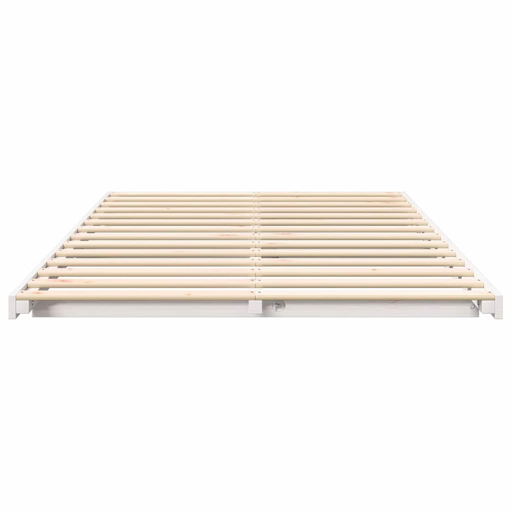 Gulvbedramme Hvit 140 x 190 cm Heltre furu
