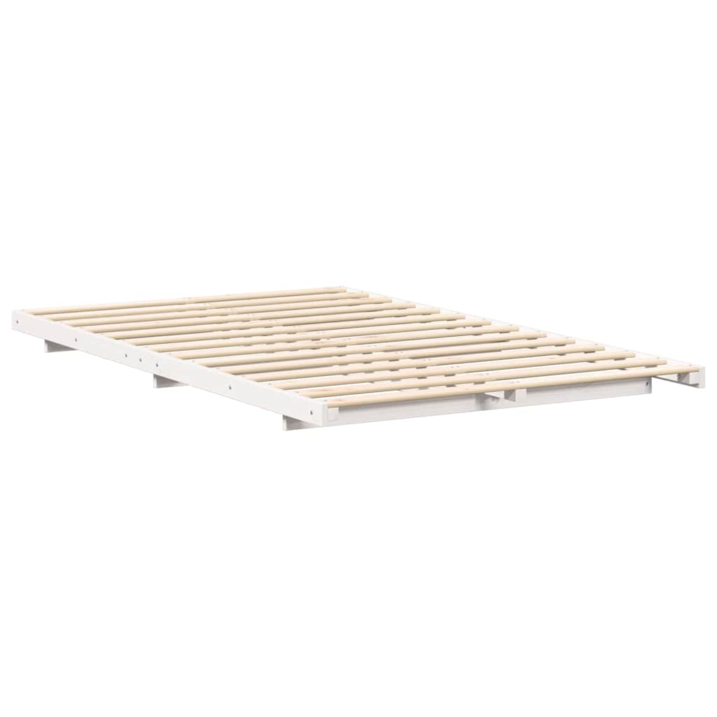 Gulvbedramme Hvit 135 x 190 cm Heltre furu