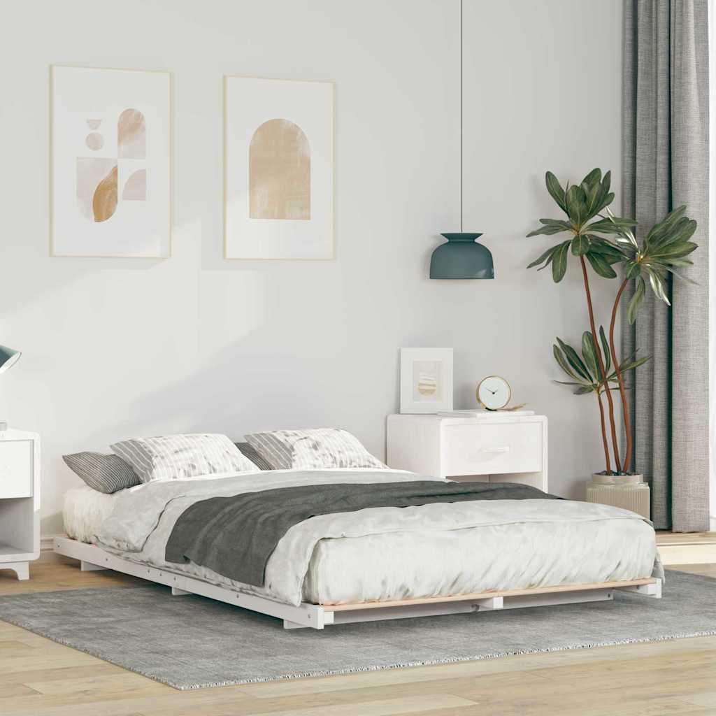 Gulvbedramme Hvit 120 x190 cm Heltre furu