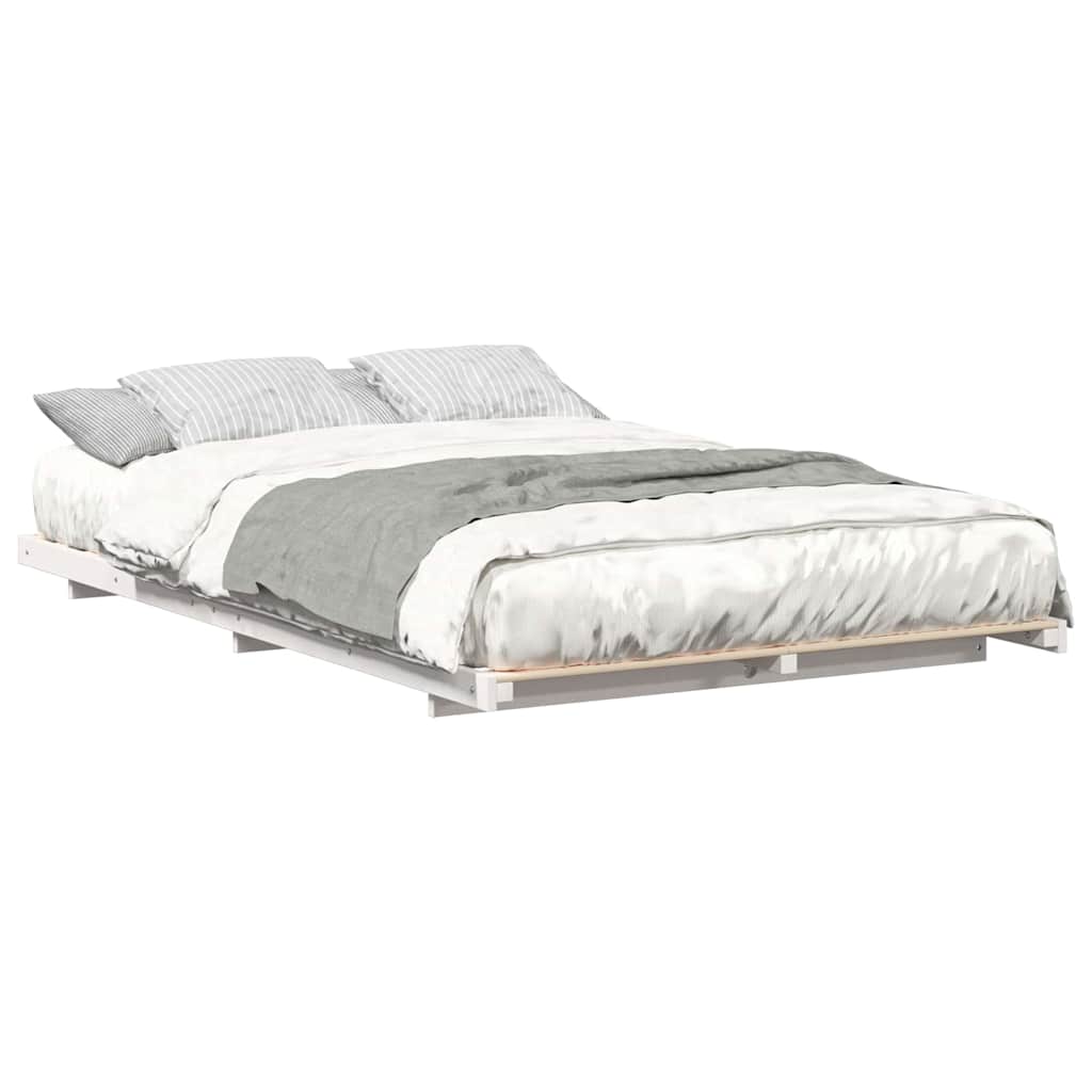 Gulvbedramme Hvit 120 x190 cm Heltre furu