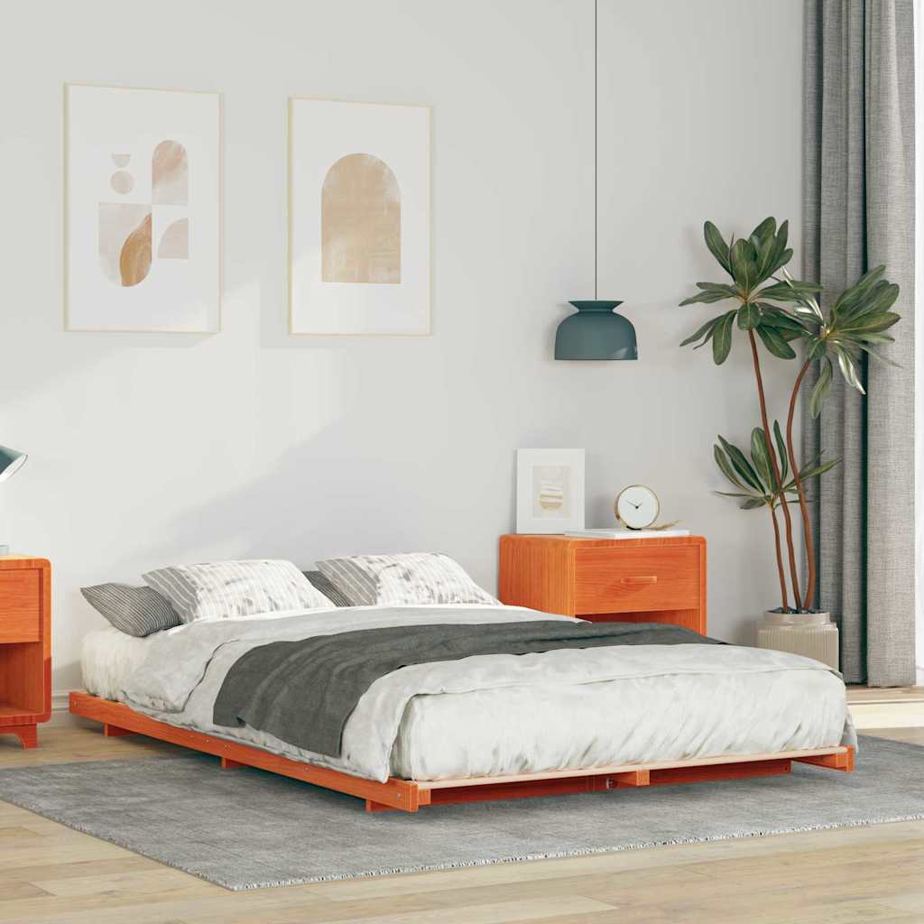Gulvbedramme Voksbrun 120 x190 cm Heltre furu