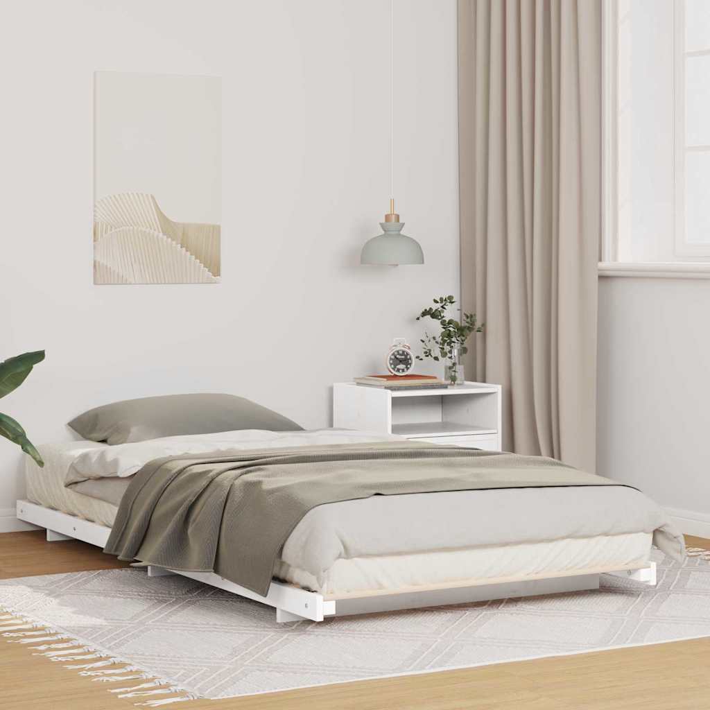 Gulvbedramme Hvit 80 x 200 cm Heltre furu