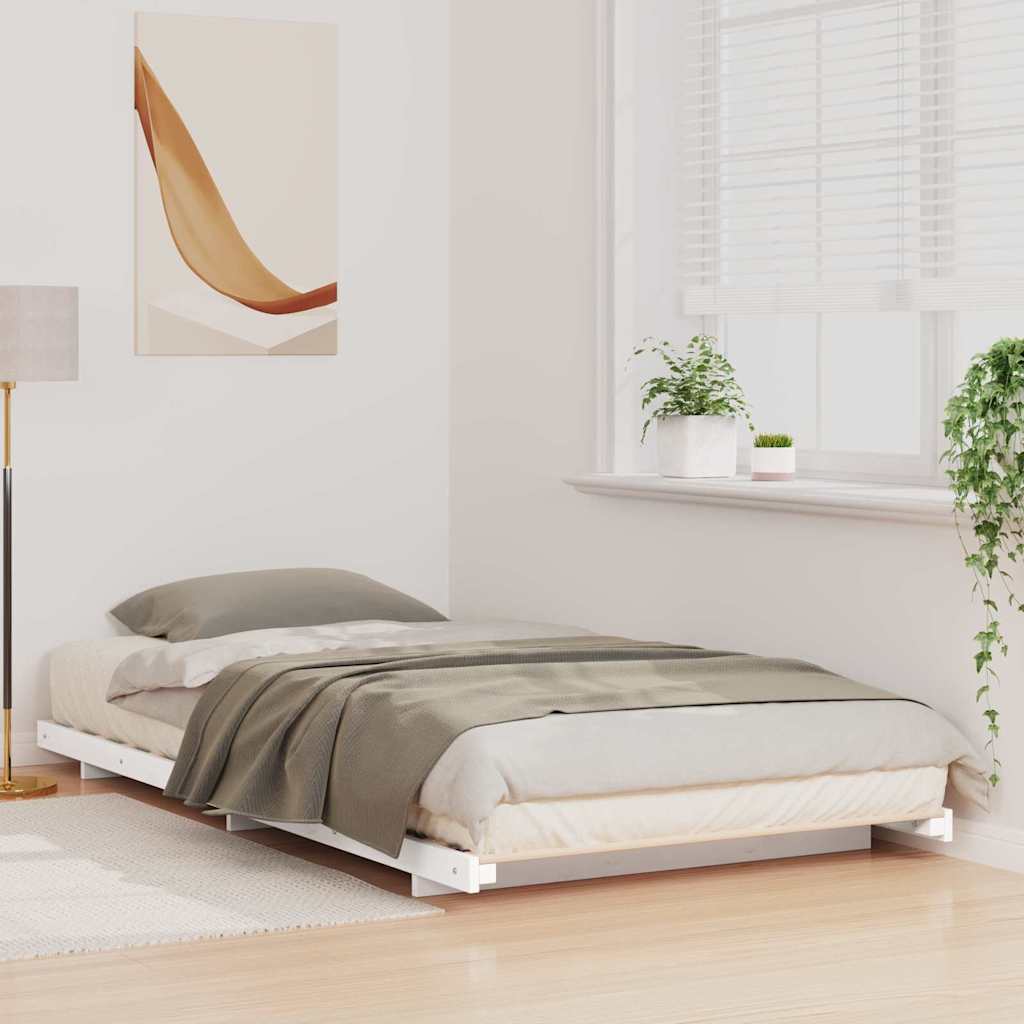 Gulvbedramme Hvit 80 x 200 cm Heltre furu