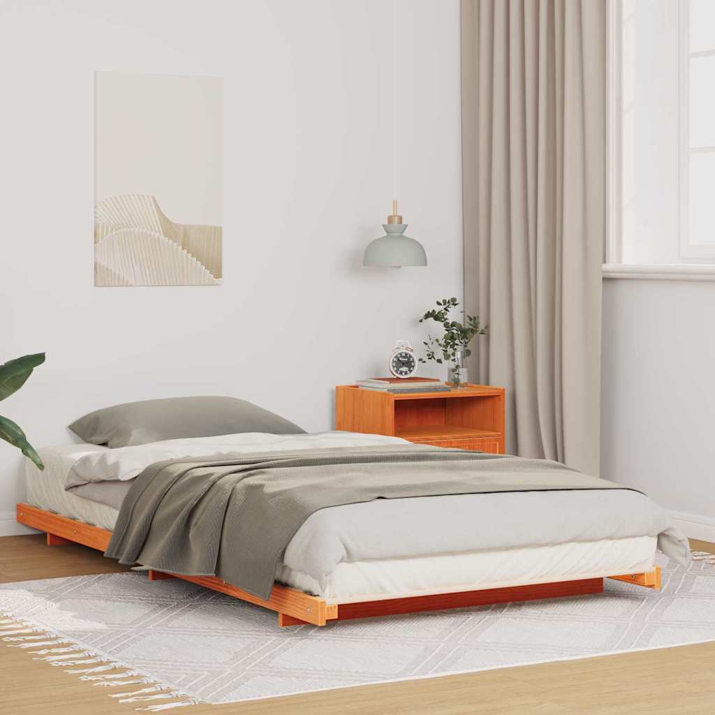 Gulvbedramme Voksbrun 90 x 190 cm Heltre furu