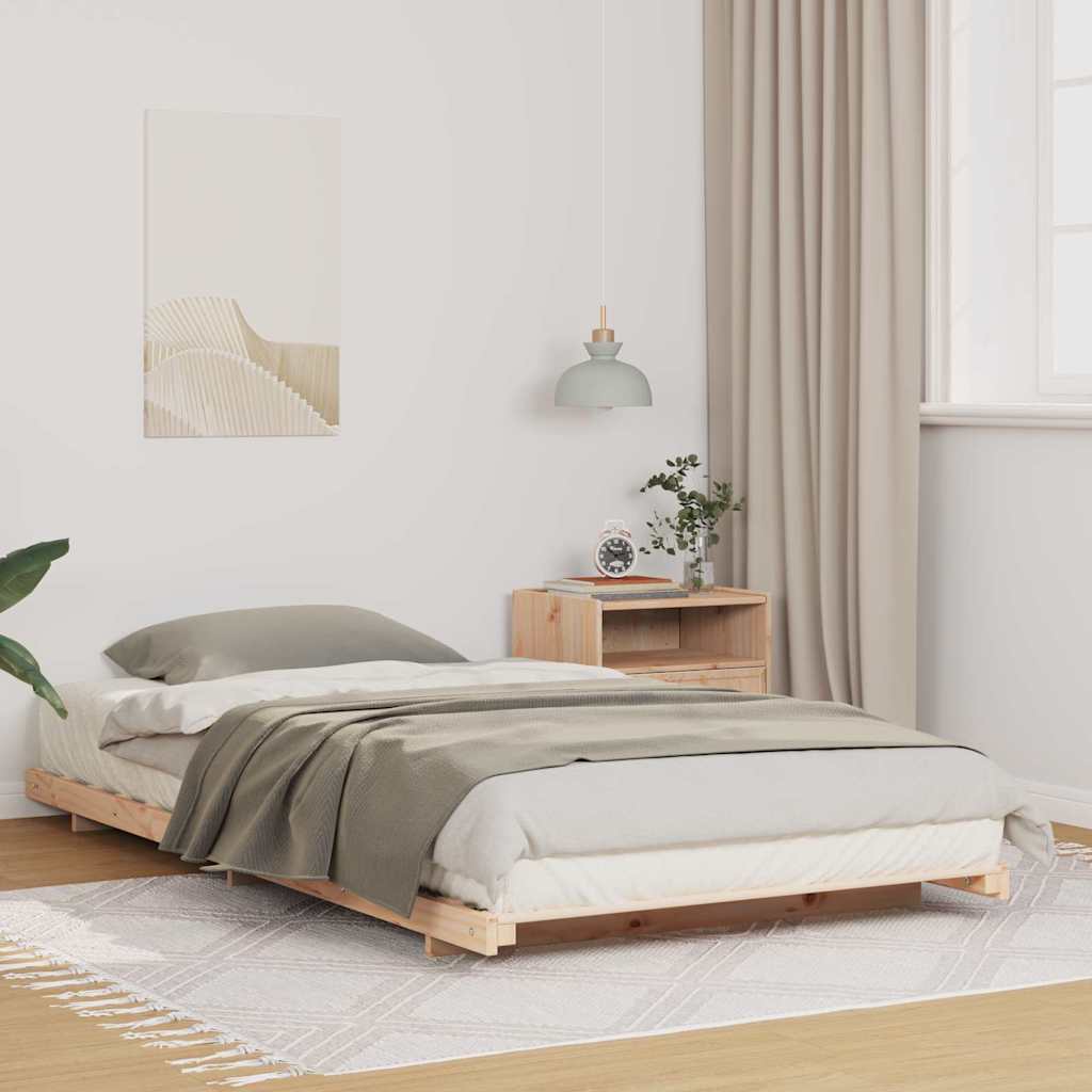Gulvbedramme Brun 75 x 190 cm Heltre furu