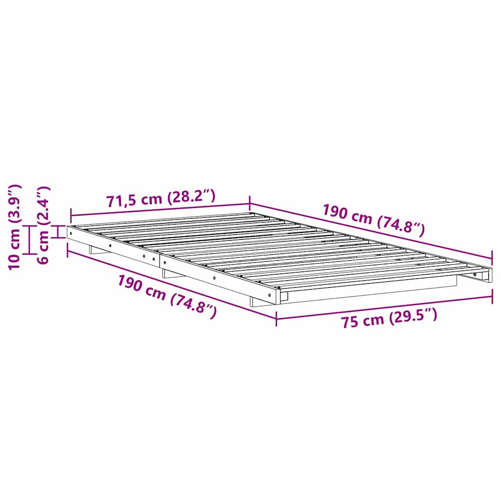 Sengestamme Brun 75 x 190 cm Massiv furu