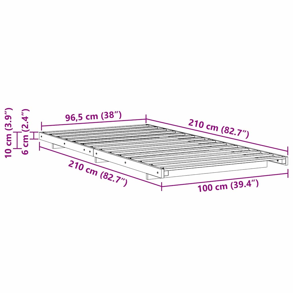 Sengestamme Brun 100 x 210 cm Massiv furu