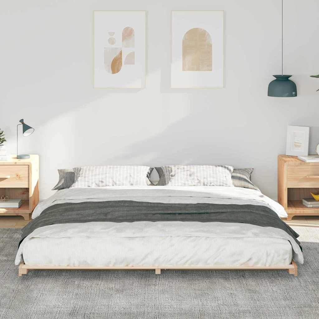 Gulvbedramme Brun 200 x 210 cm Heltre furu
