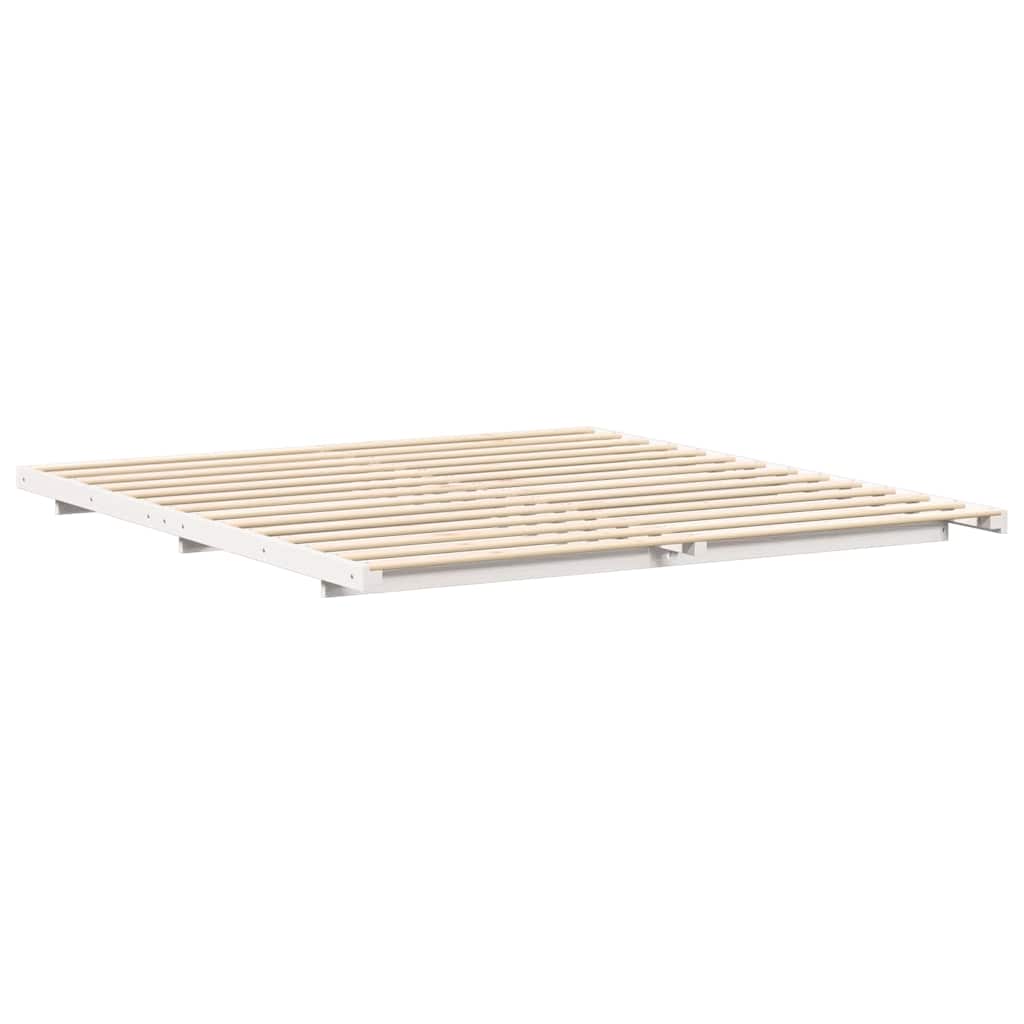 Gulvbedramme Hvit 180 x 220 cm Heltre furu