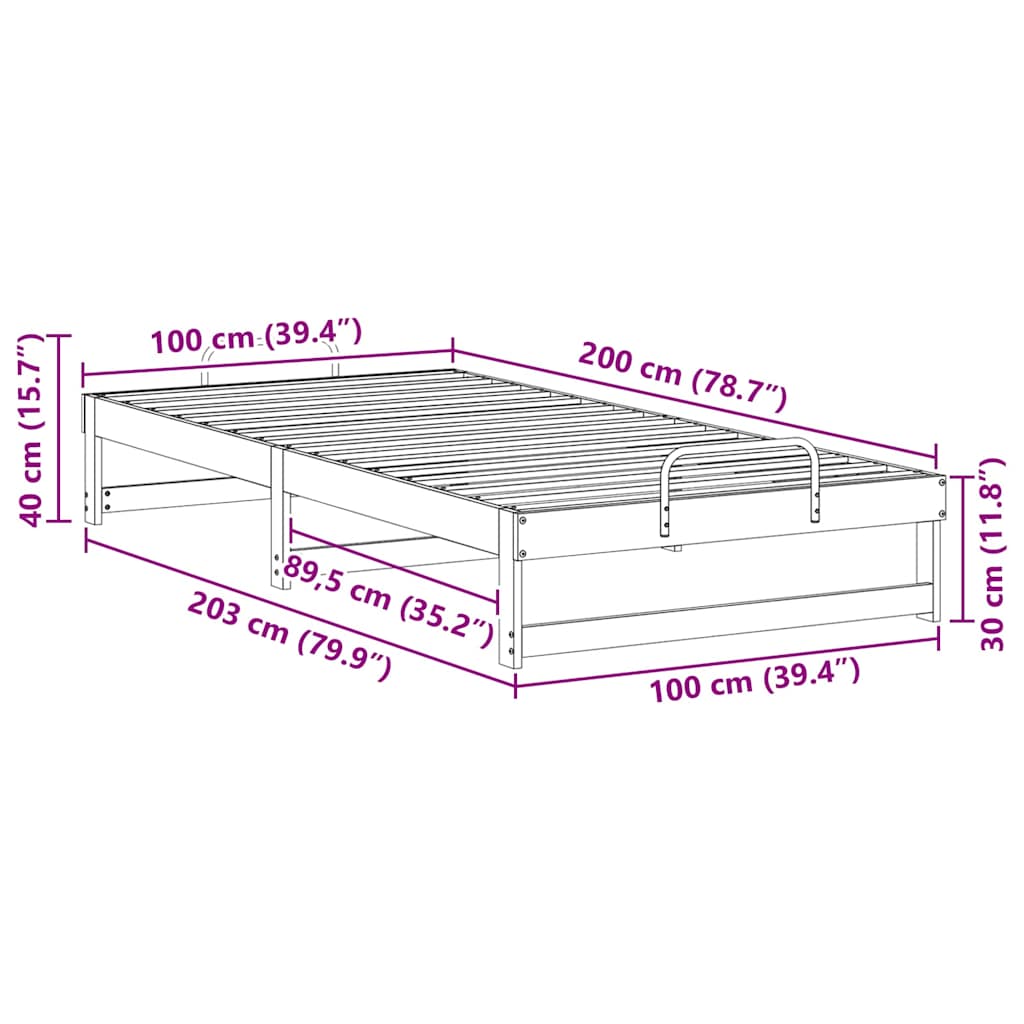 Sengestamme Brun 100 x 200 cm Massiv furu